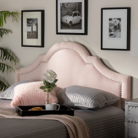 Baxton Studio BBT6567-Light Pink-HB-Full Rita Modern and Contemporary Light Pink Velvet Fabric Upholstered Full Size Headboard